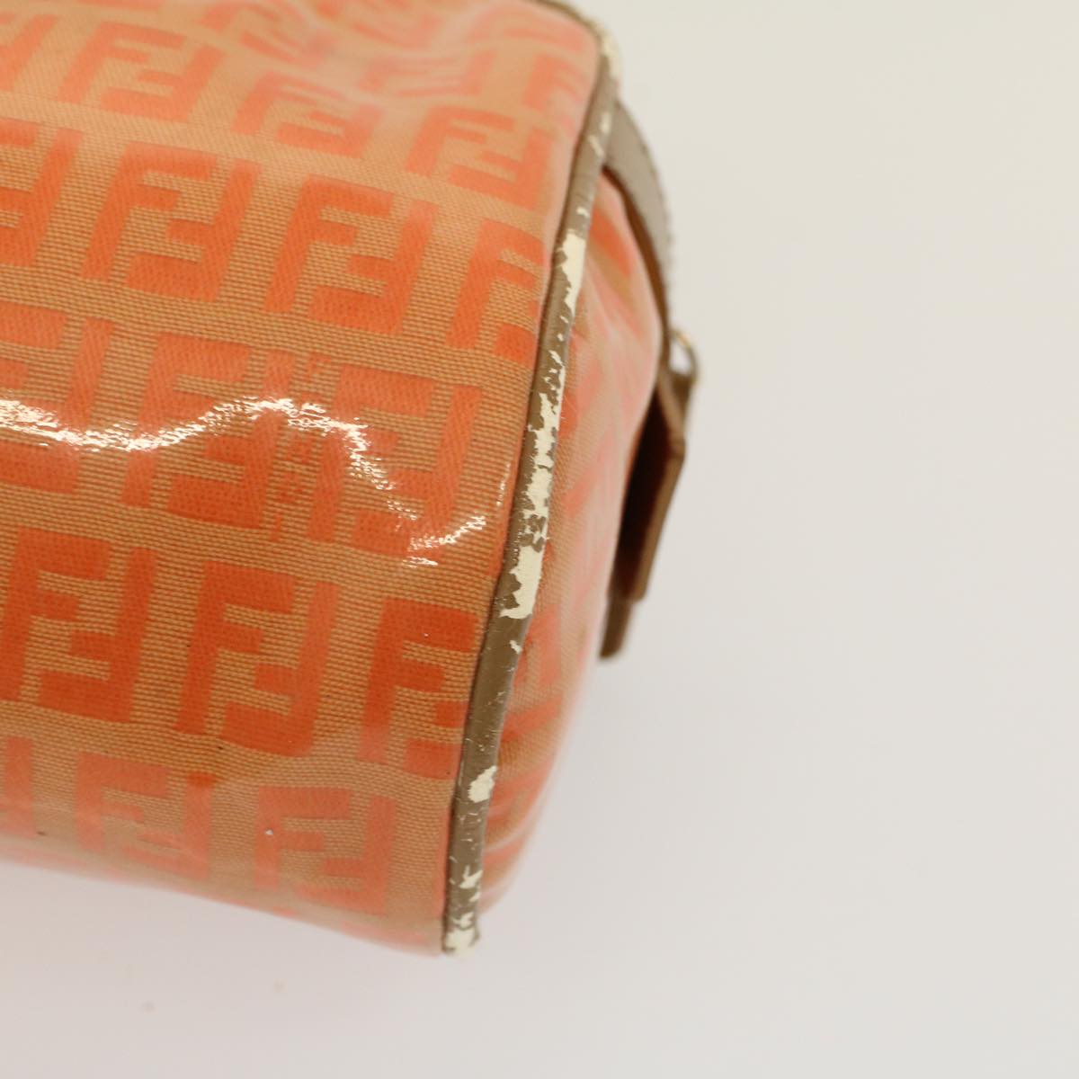 FENDI Zucchino Canvas Hand Bag Coated Canvas Orange 58780
