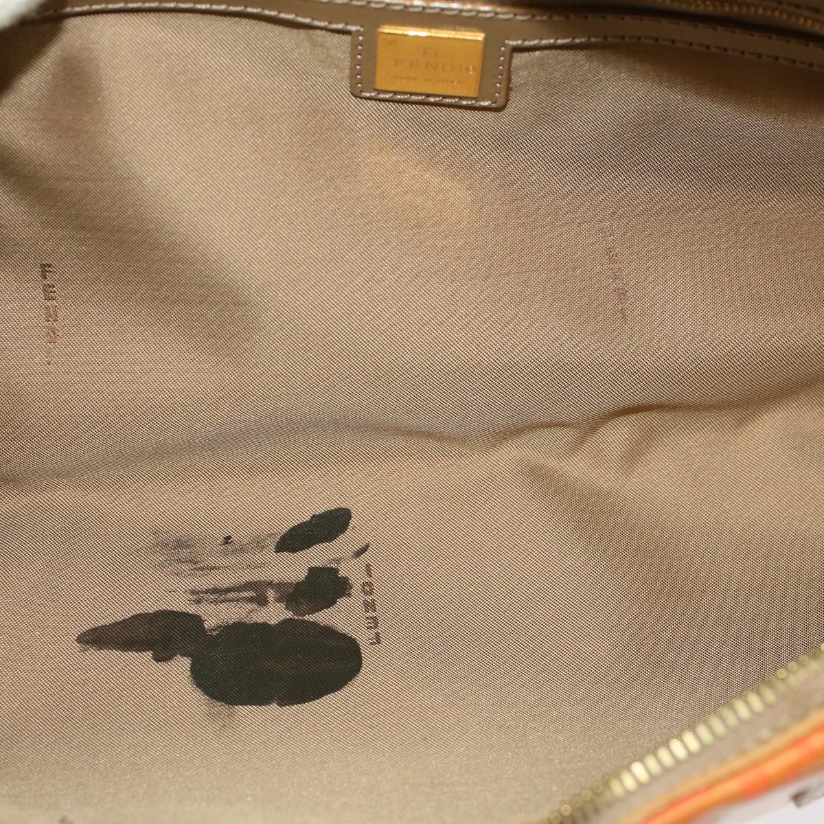 FENDI Zucchino Canvas Hand Bag Coated Canvas Orange 58780