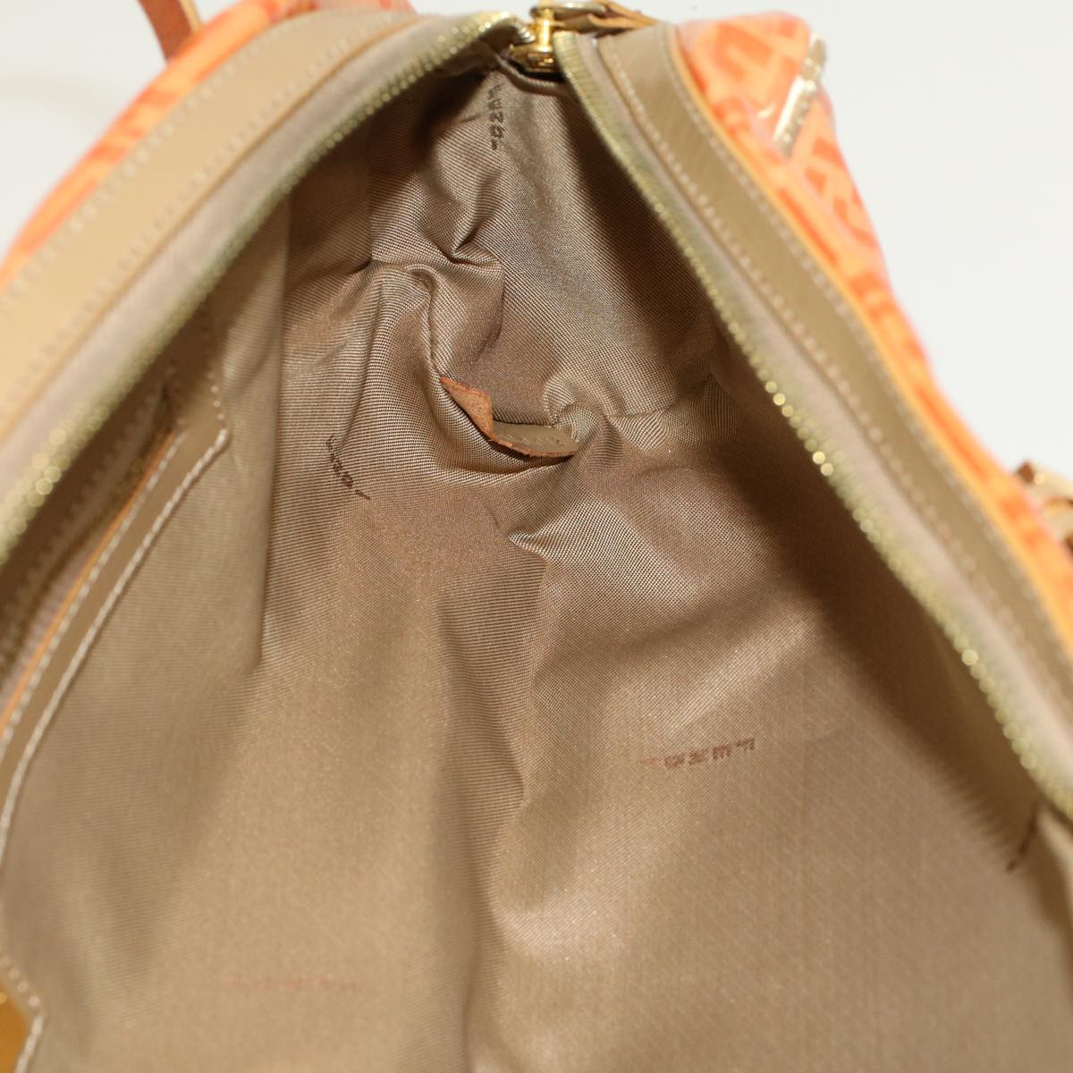 FENDI Zucchino Canvas Hand Bag Coated Canvas Orange 58780