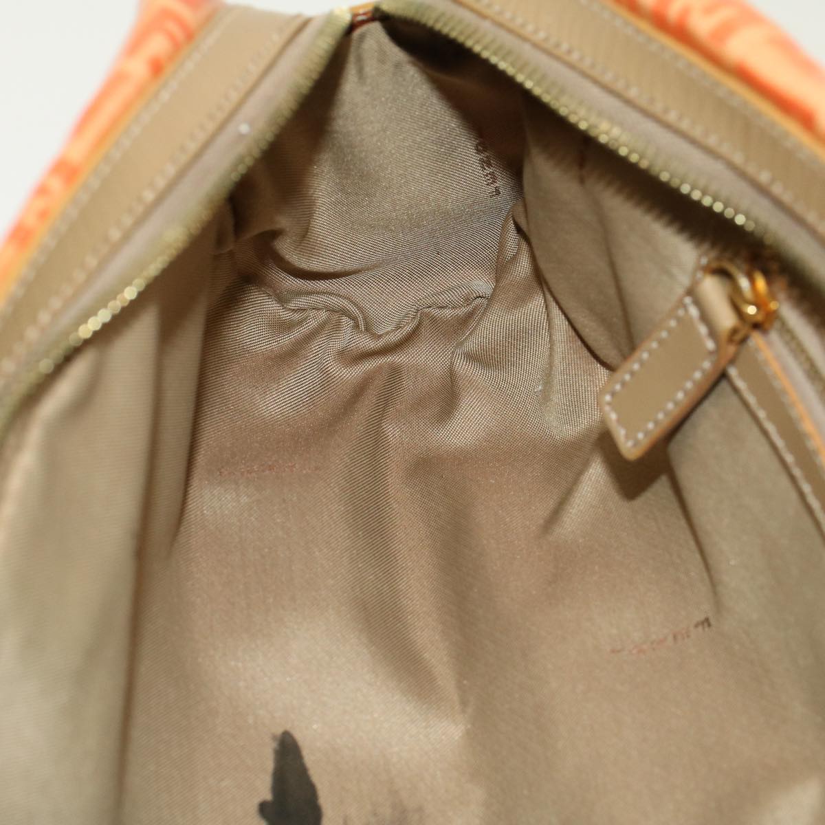 FENDI Zucchino Canvas Hand Bag Coated Canvas Orange 58780