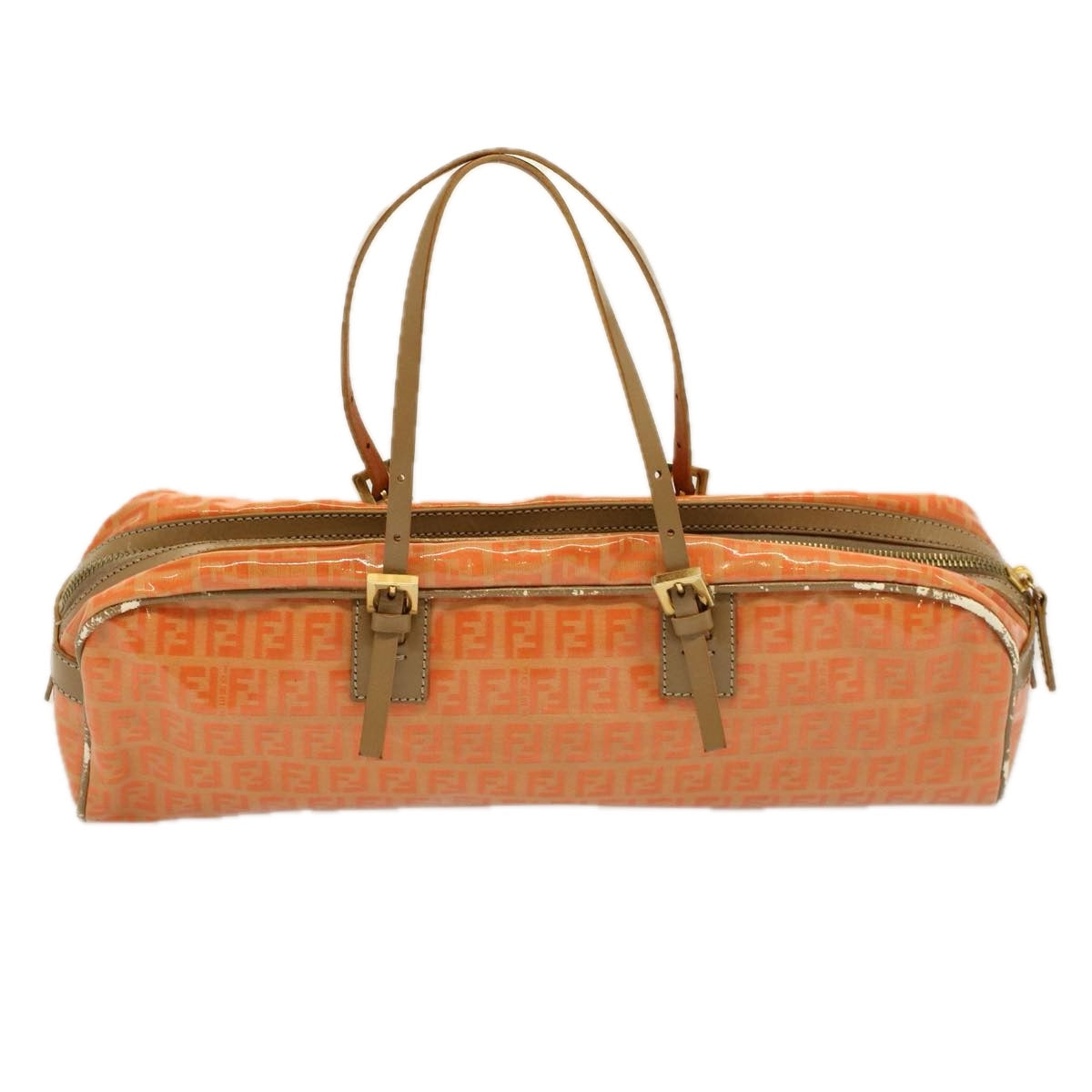 FENDI Zucchino Canvas Hand Bag Coated Canvas Orange 58780