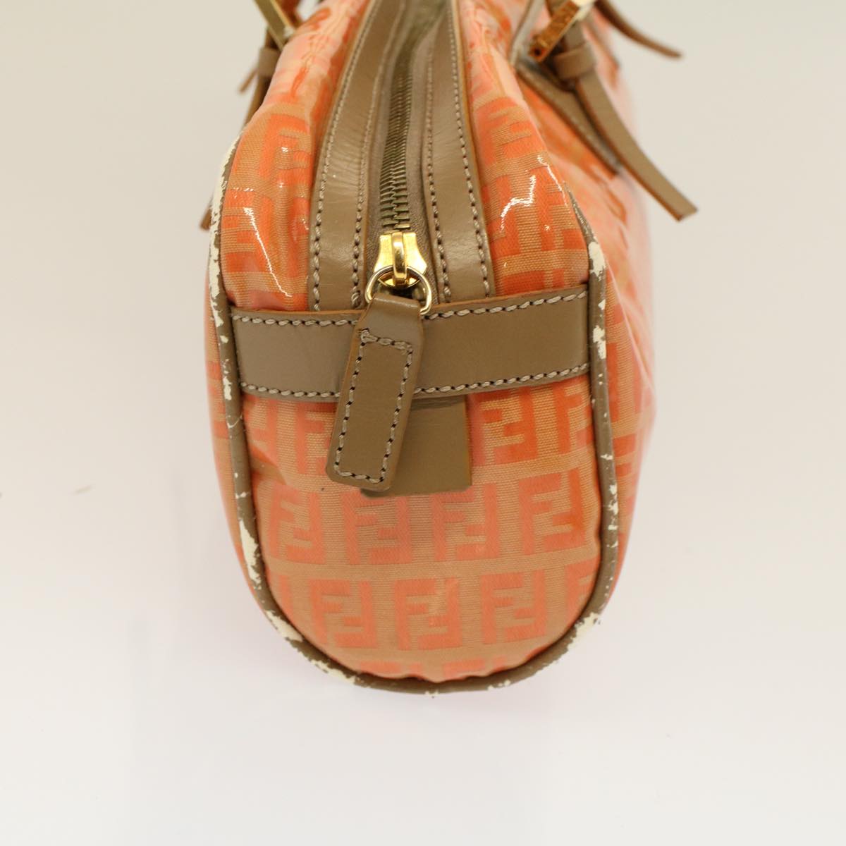 FENDI Zucchino Canvas Hand Bag Coated Canvas Orange 58780