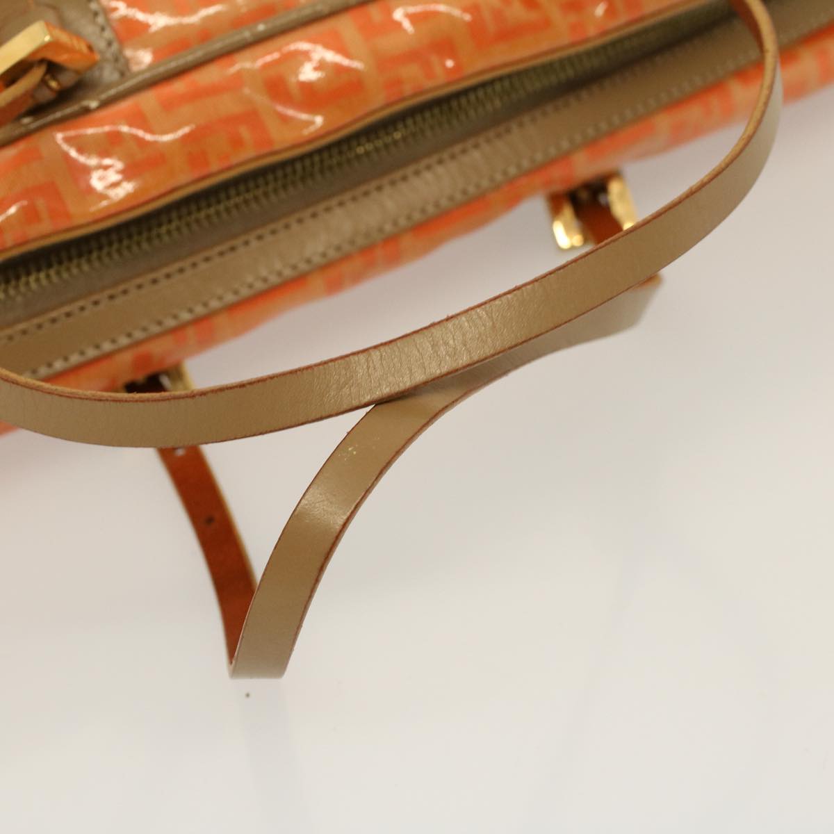 FENDI Zucchino Canvas Hand Bag Coated Canvas Orange 58780