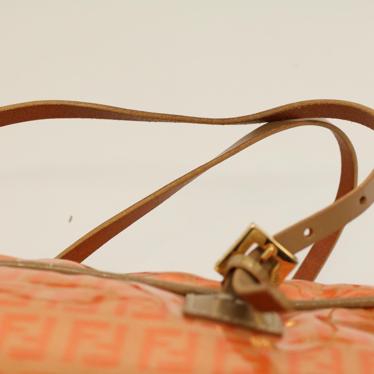 FENDI Zucchino Canvas Hand Bag Coated Canvas Orange 58780