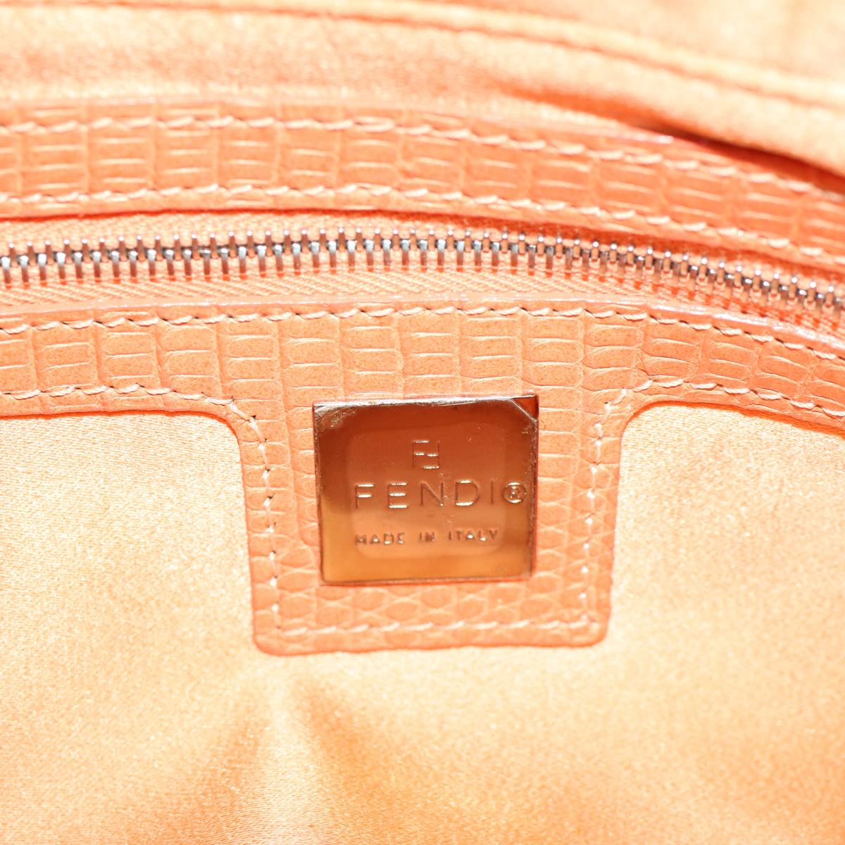 FENDI Mamma Baguette Shoulder Bag beads White Orange 58824A