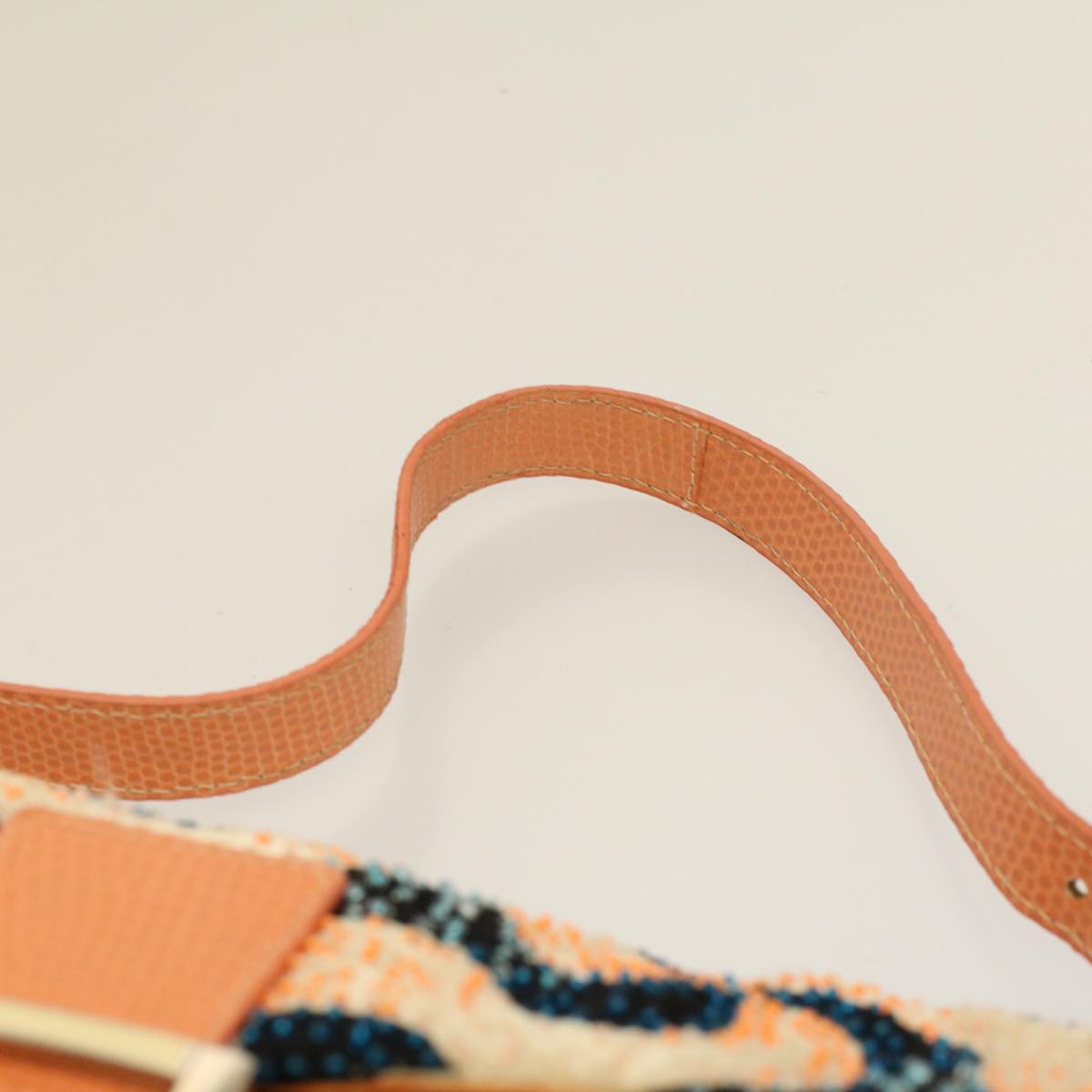 FENDI Mamma Baguette Shoulder Bag beads White Orange 58824A