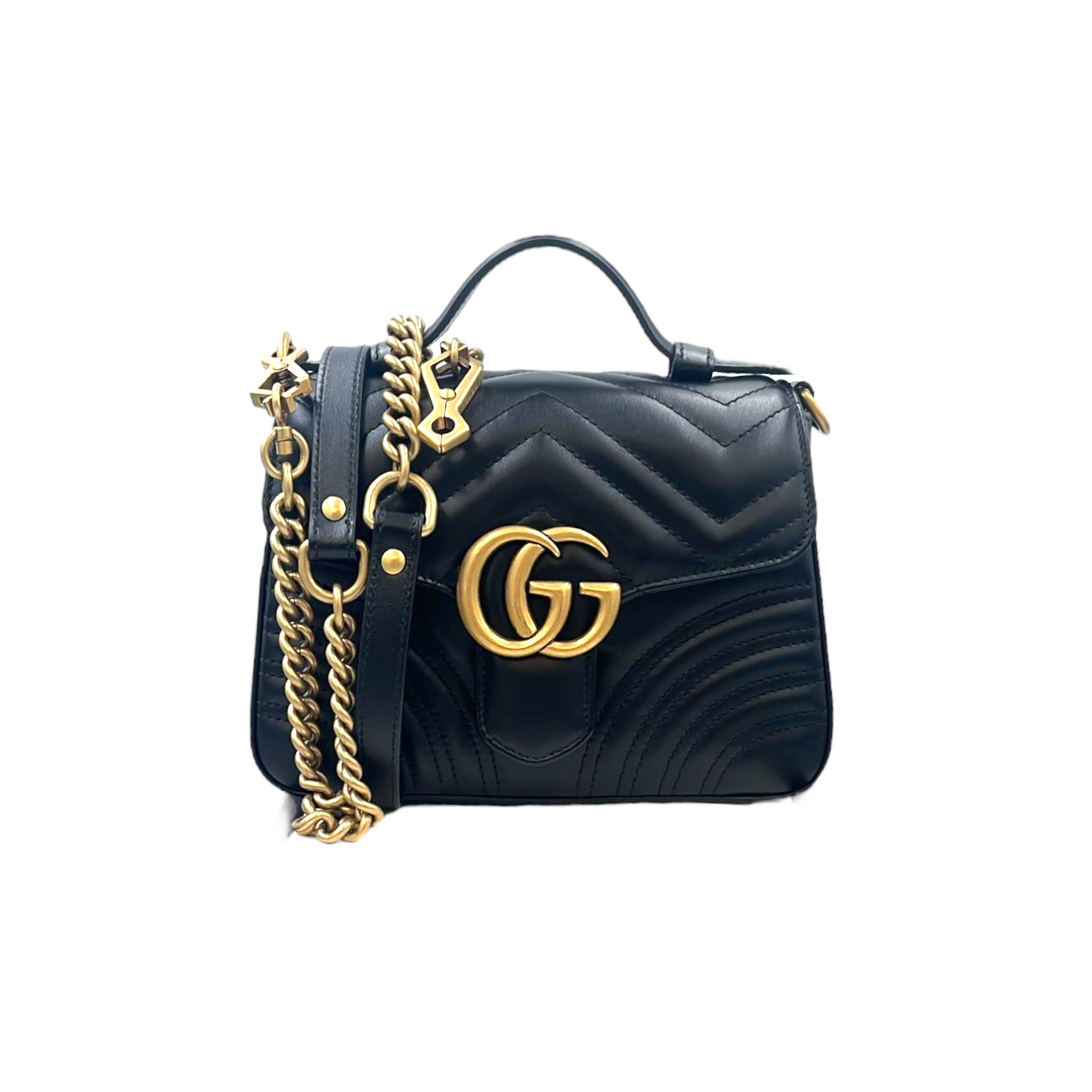 Gucci GG Marmont Top Handle Bag Mini Black Matelasse