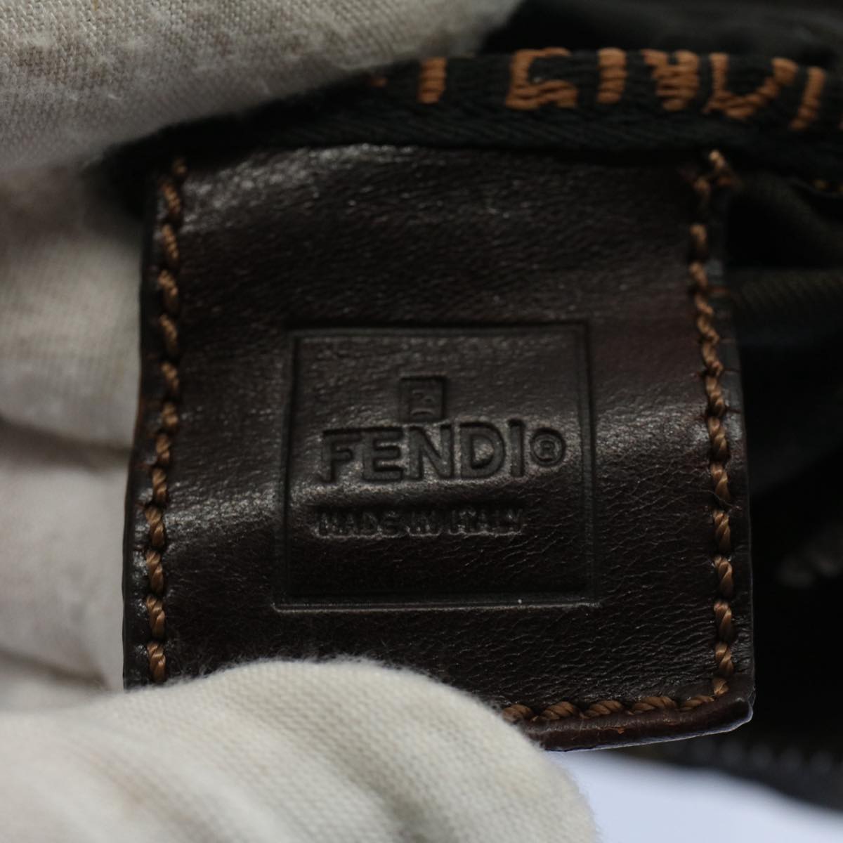 FENDI Zucca Canvas Hand Bag Black Brown 59091