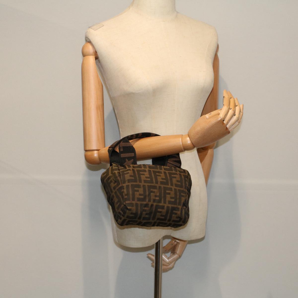FENDI Zucca Canvas Hand Bag Black Brown 59091