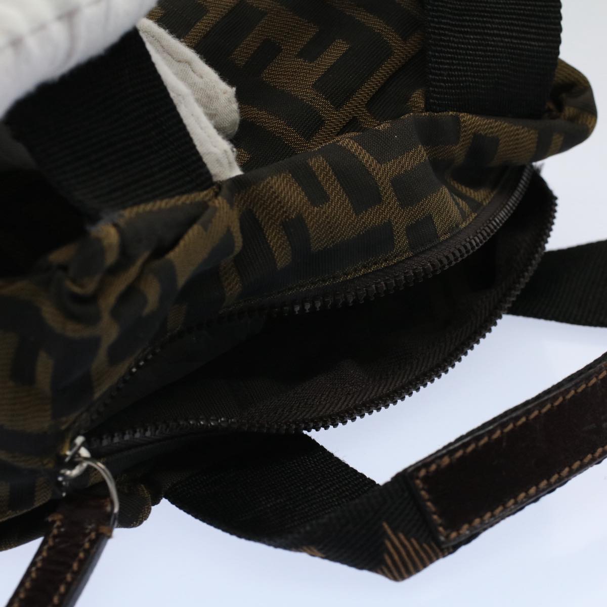 FENDI Zucca Canvas Hand Bag Black Brown 59091