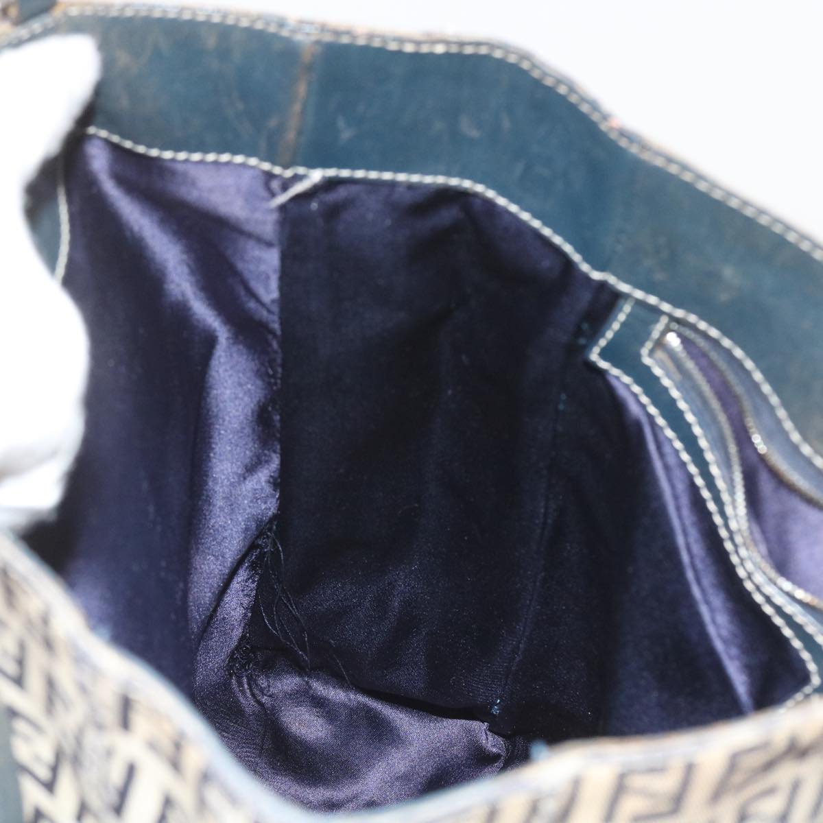 FENDI Zucchino Canvas Tote Bag Navy 59092