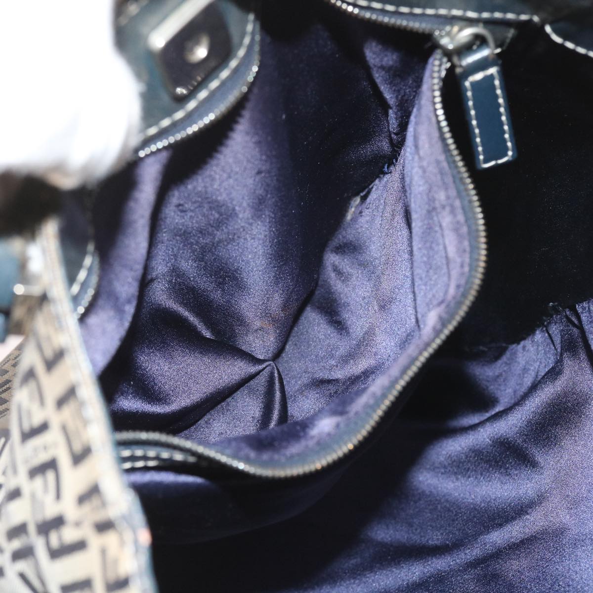FENDI Zucchino Canvas Tote Bag Navy 59092