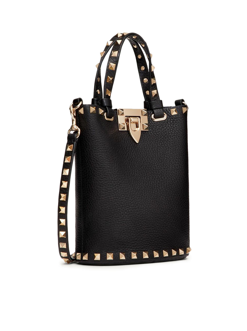 Valentino Garavani Women Pouch With Rockstud Shoulder Strap In Grained Calfskin