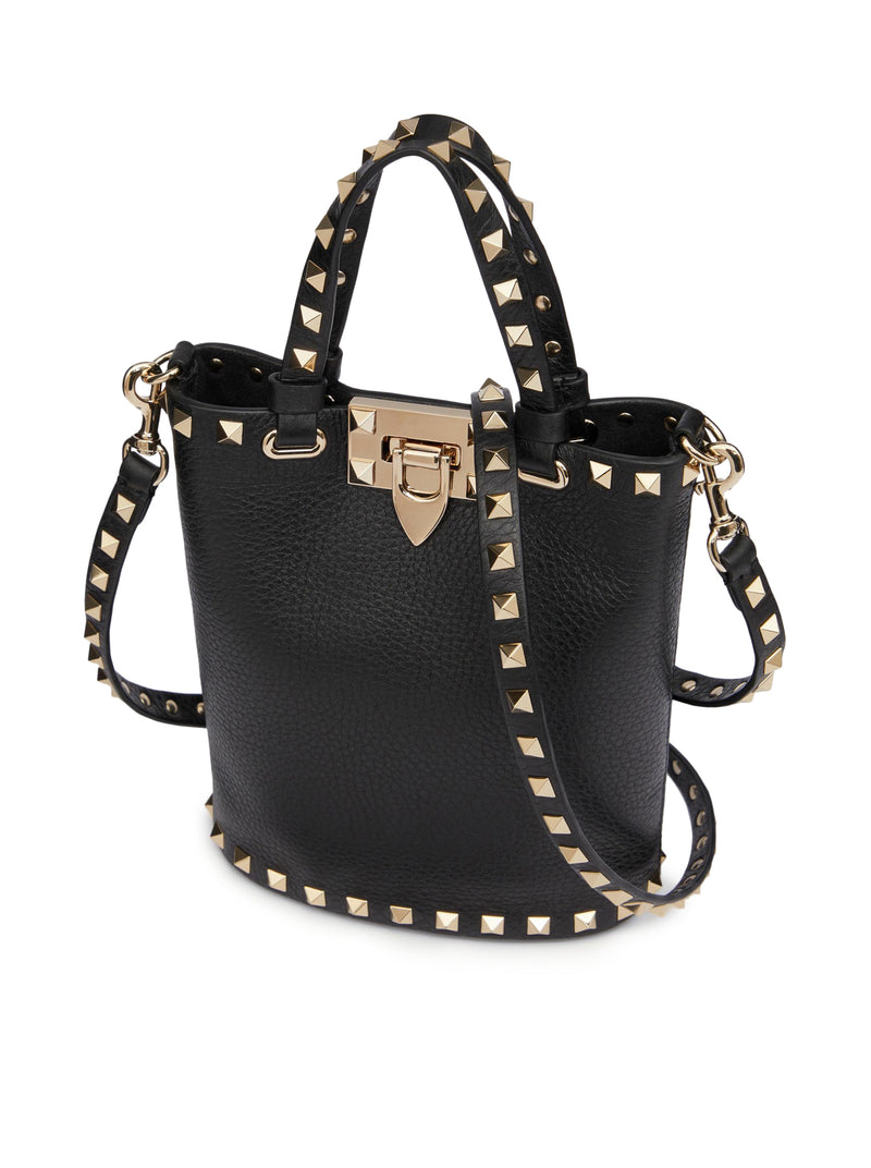 Valentino Garavani Women Pouch With Rockstud Shoulder Strap In Grained Calfskin
