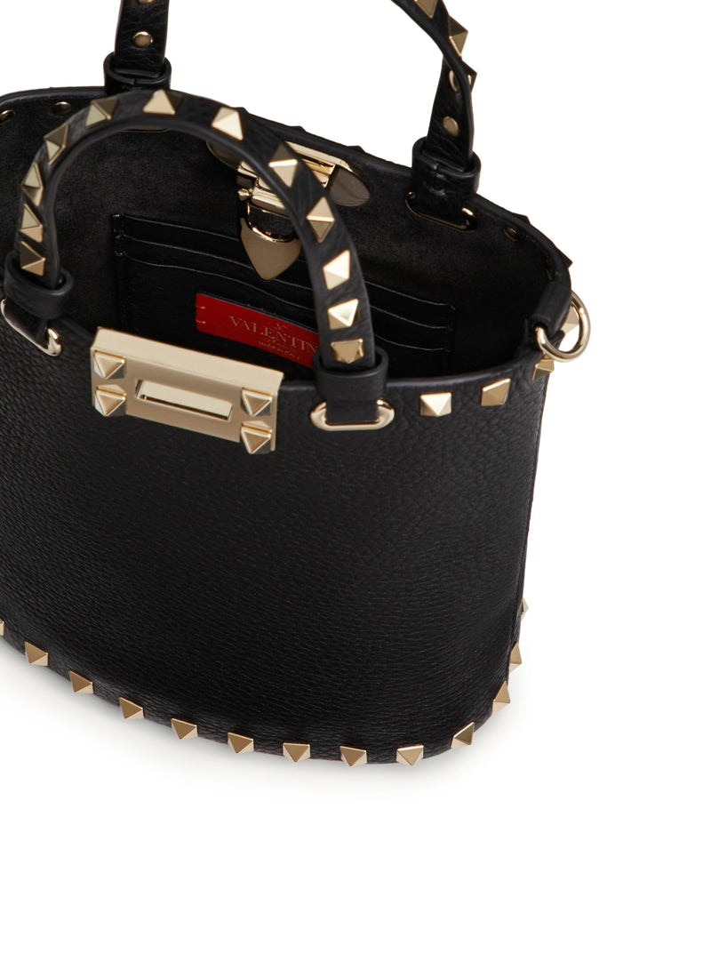 Valentino Garavani Women Pouch With Rockstud Shoulder Strap In Grained Calfskin
