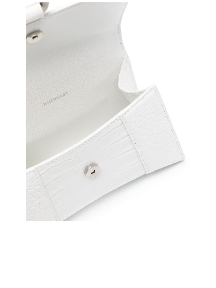 Hourglass XS Handbag Crocodile Embossed in White
