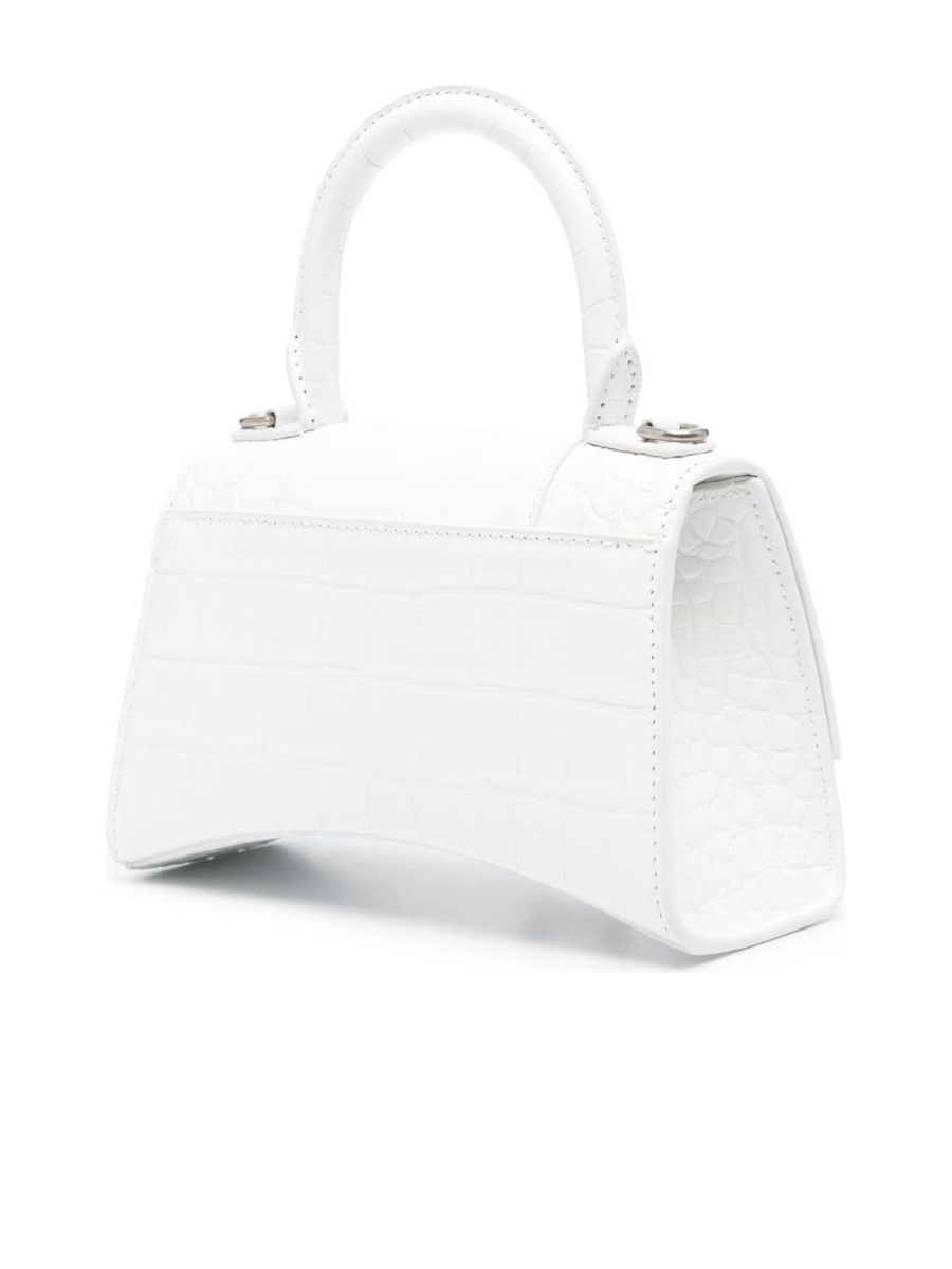 Hourglass XS Handbag Crocodile Embossed in White