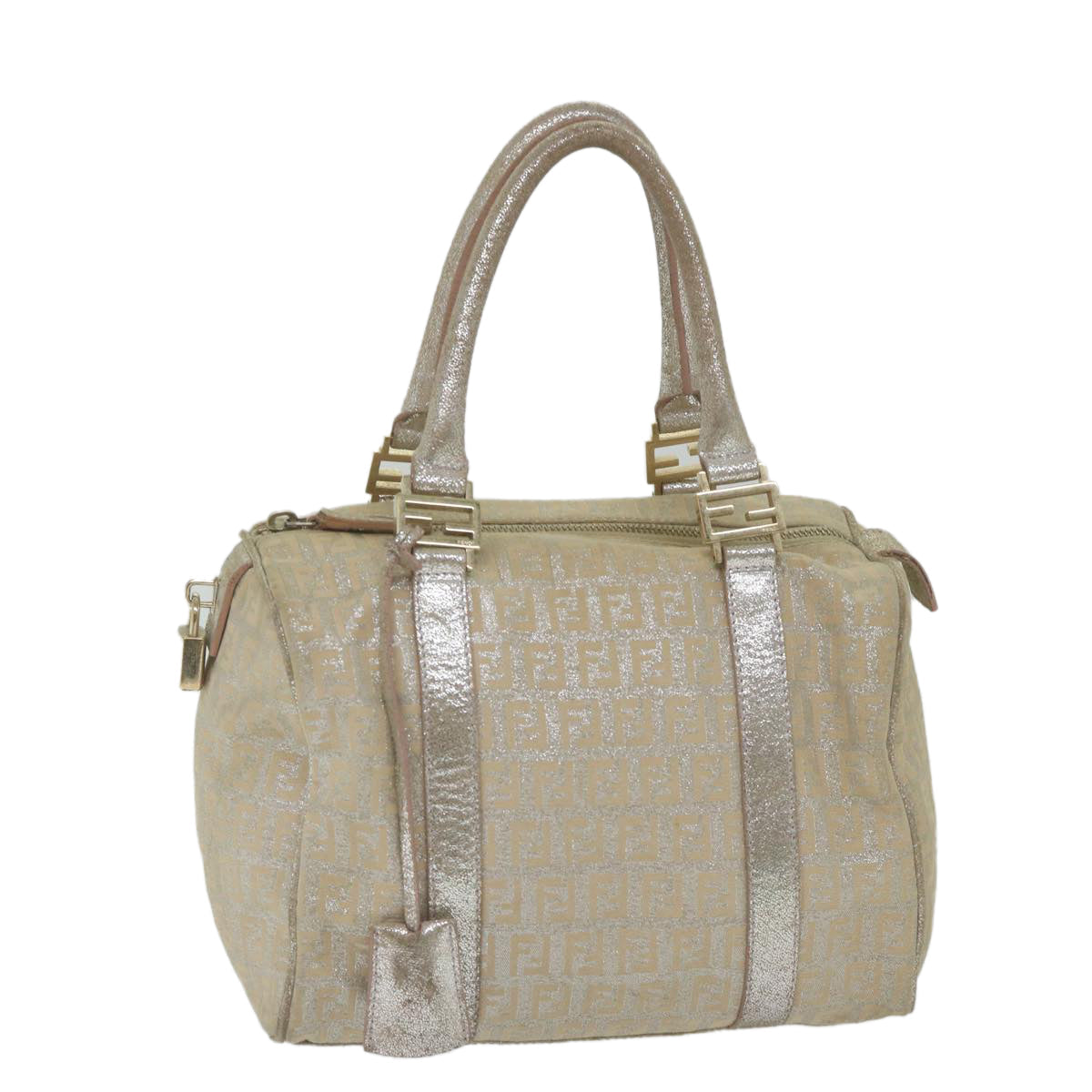FENDI Zucchino Canvas Hand Bag Silver 59329