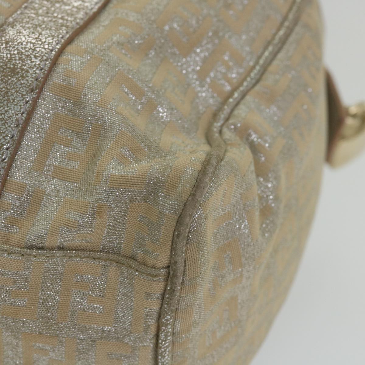 FENDI Zucchino Canvas Hand Bag Silver 59329