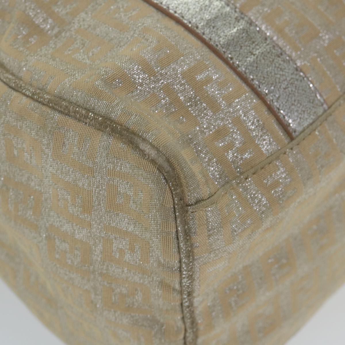 FENDI Zucchino Canvas Hand Bag Silver 59329