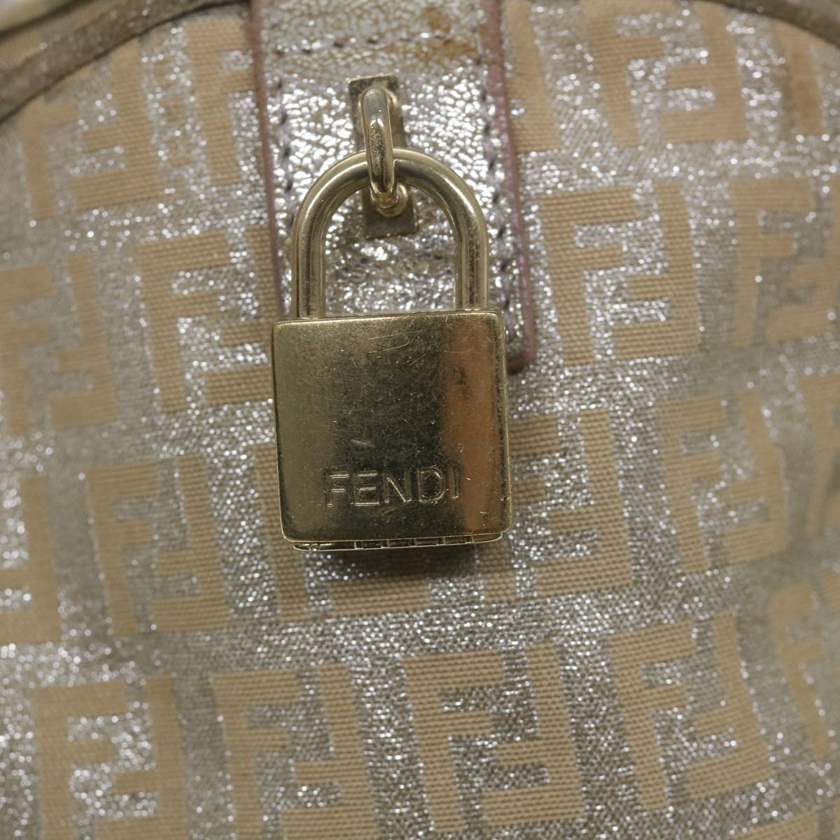 FENDI Zucchino Canvas Hand Bag Silver 59329