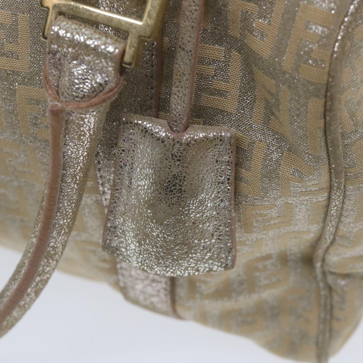 FENDI Zucchino Canvas Hand Bag Silver 59329