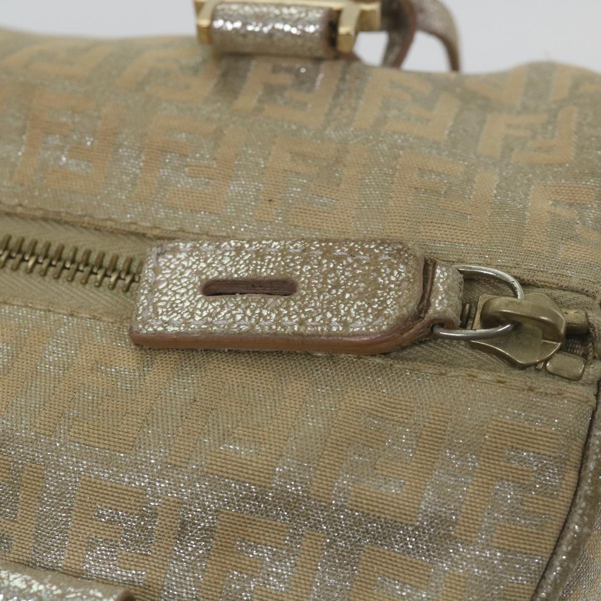 FENDI Zucchino Canvas Hand Bag Silver 59329