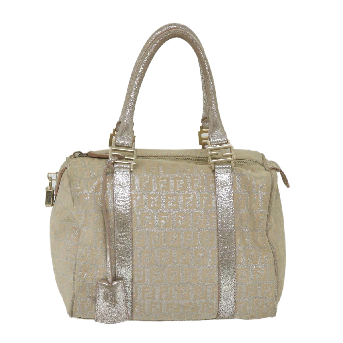 FENDI Zucchino Canvas Hand Bag Silver 59329