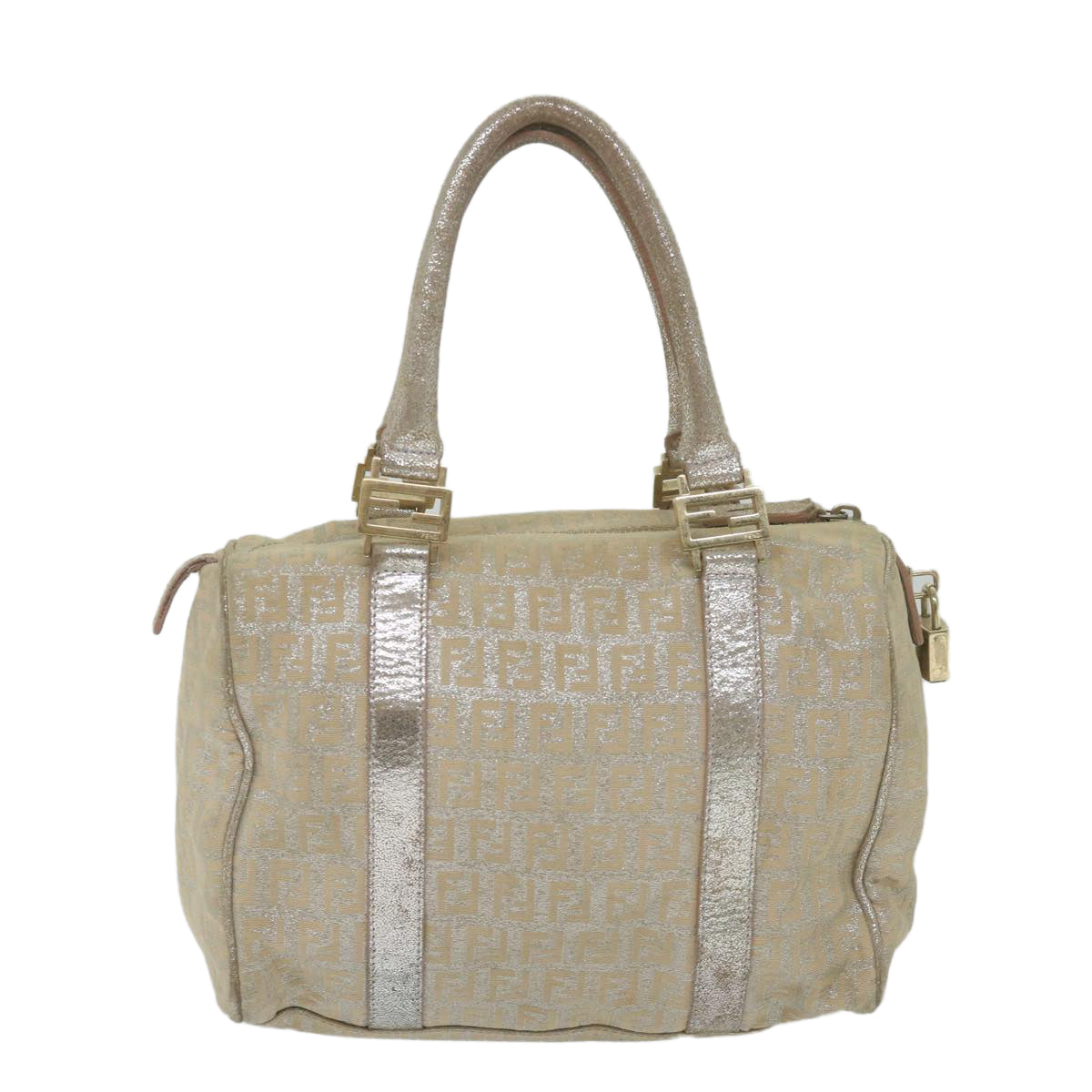 FENDI Zucchino Canvas Hand Bag Silver 59329