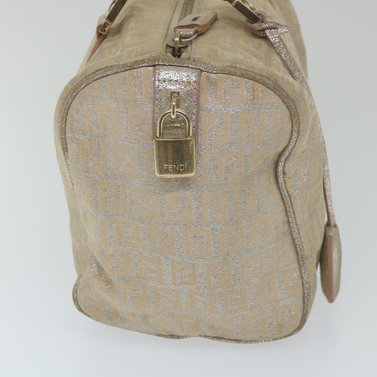 FENDI Zucchino Canvas Hand Bag Silver 59329
