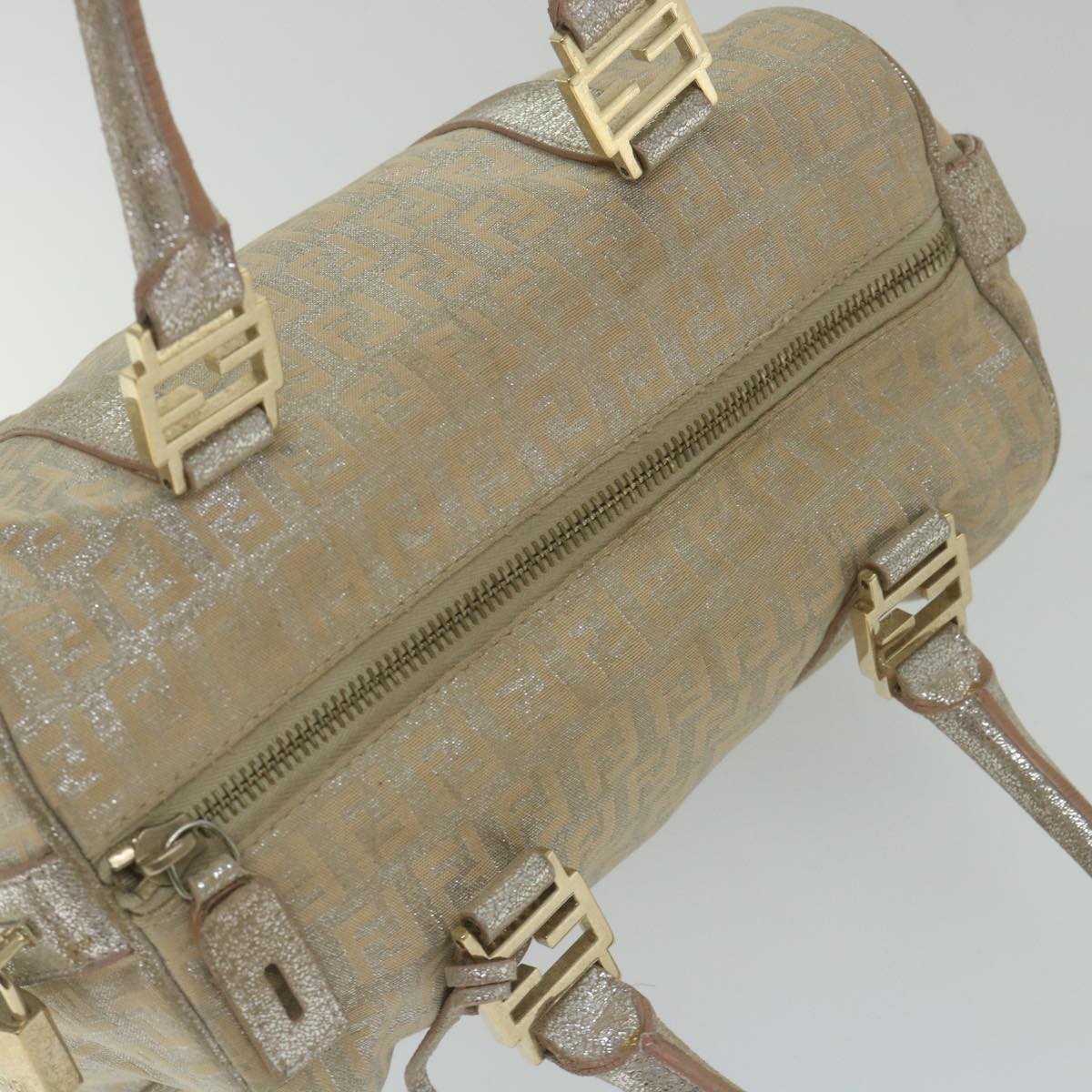 FENDI Zucchino Canvas Hand Bag Silver 59329