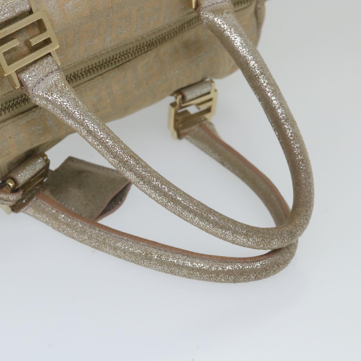 FENDI Zucchino Canvas Hand Bag Silver 59329