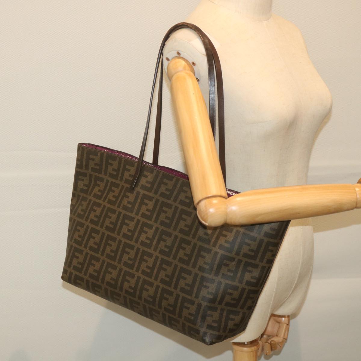 FENDI Zucca Canvas Tote Bag Black Brown 8BH198-G87-138-2111 59452