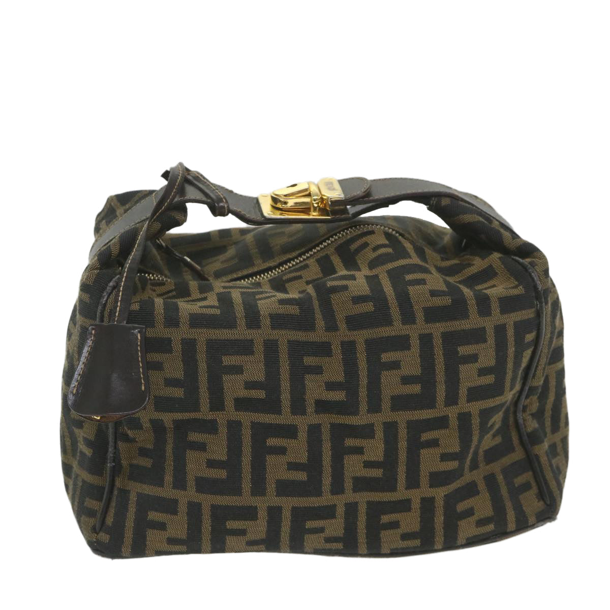FENDI Zucca Canvas Vanity Cosmetic Pouch Black Brown 59688