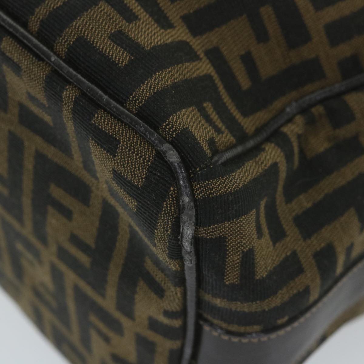 FENDI Zucca Canvas Vanity Cosmetic Pouch Black Brown 59688