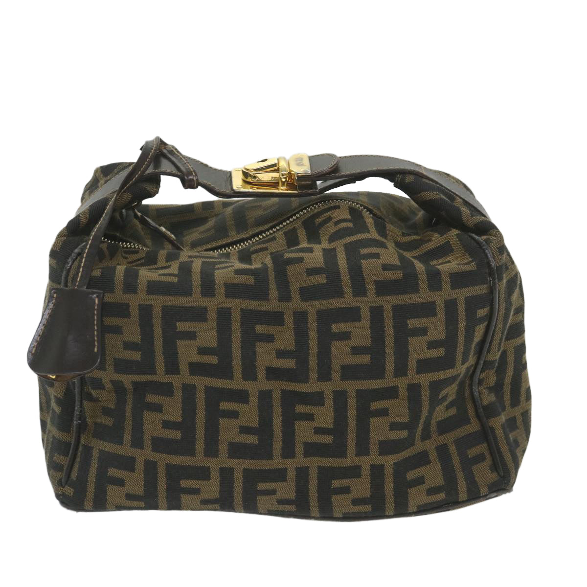 FENDI Zucca Canvas Vanity Cosmetic Pouch Black Brown 59688