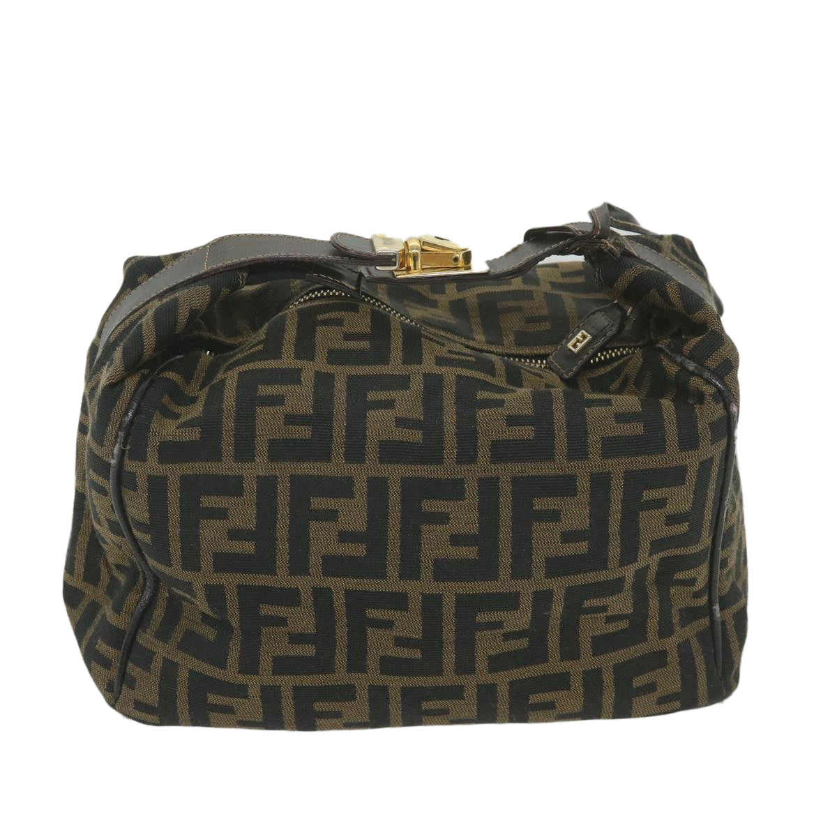FENDI Zucca Canvas Vanity Cosmetic Pouch Black Brown 59688
