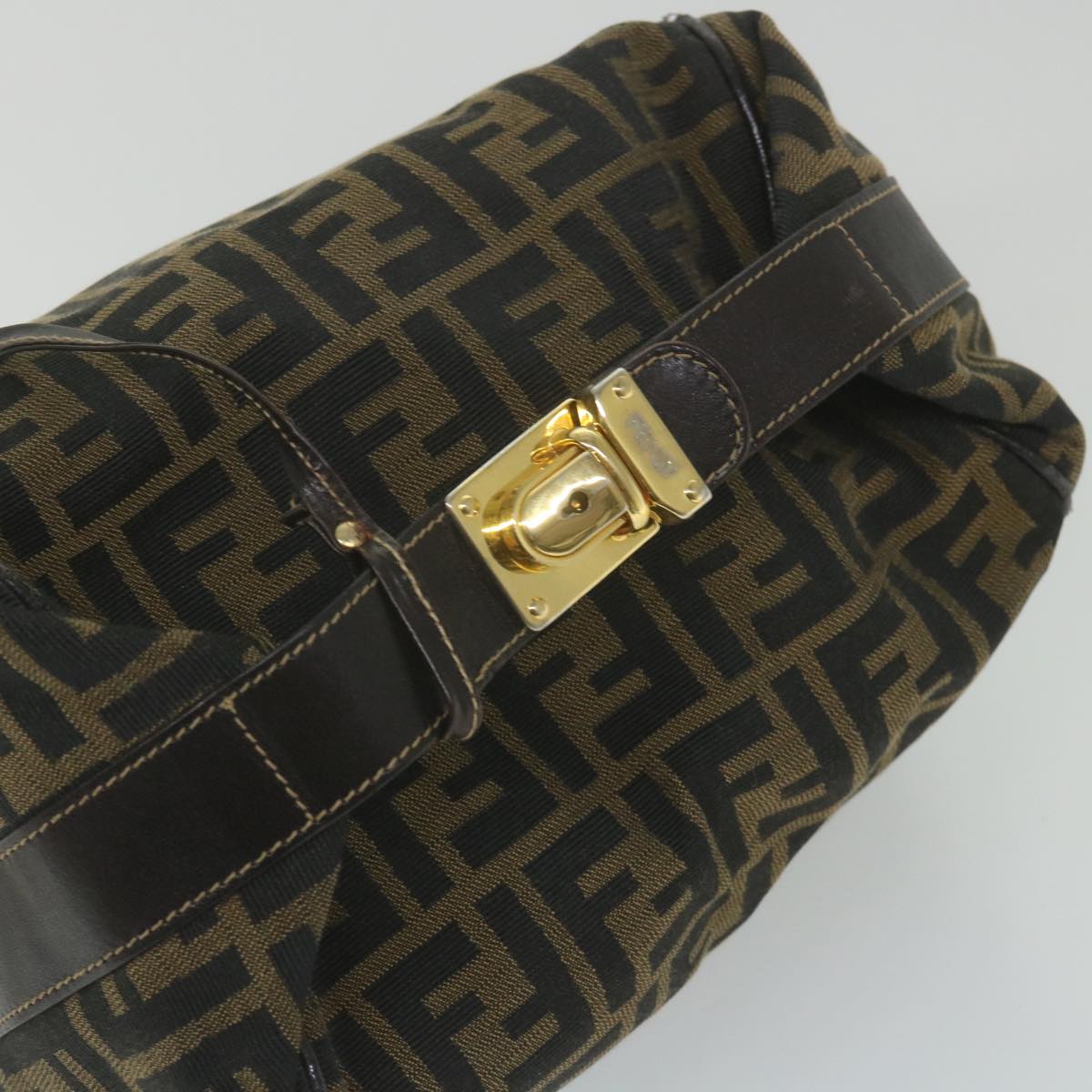 FENDI Zucca Canvas Vanity Cosmetic Pouch Black Brown 59688