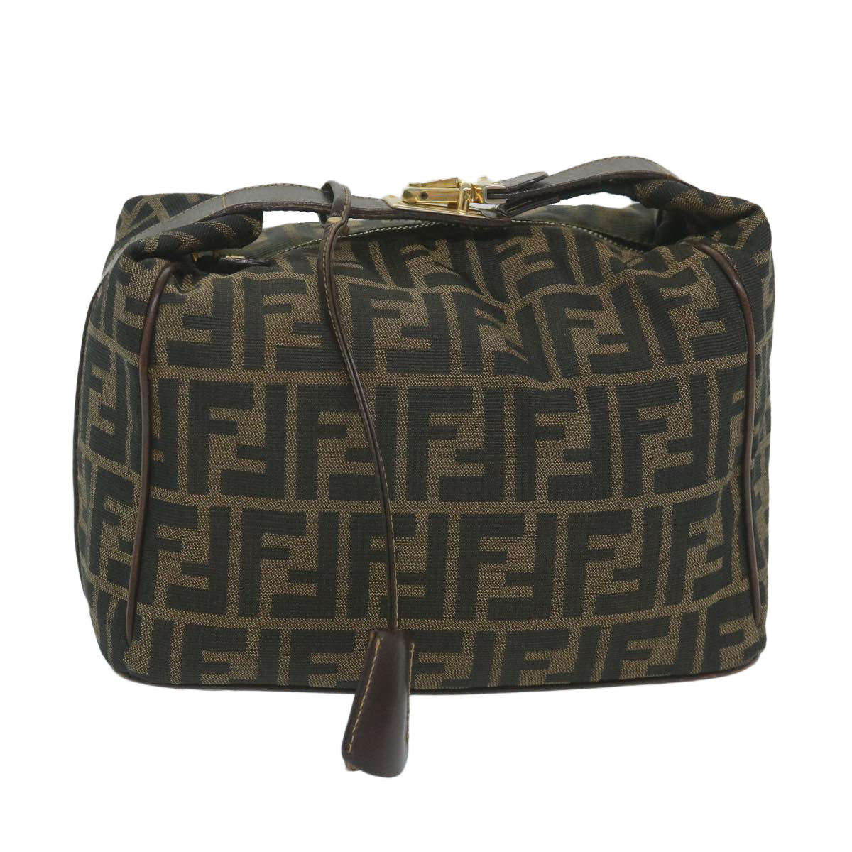 FENDI Zucca Canvas Vanity Cosmetic Pouch Black Brown 59689