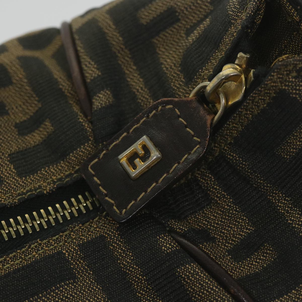 FENDI Zucca Canvas Vanity Cosmetic Pouch Black Brown 59689
