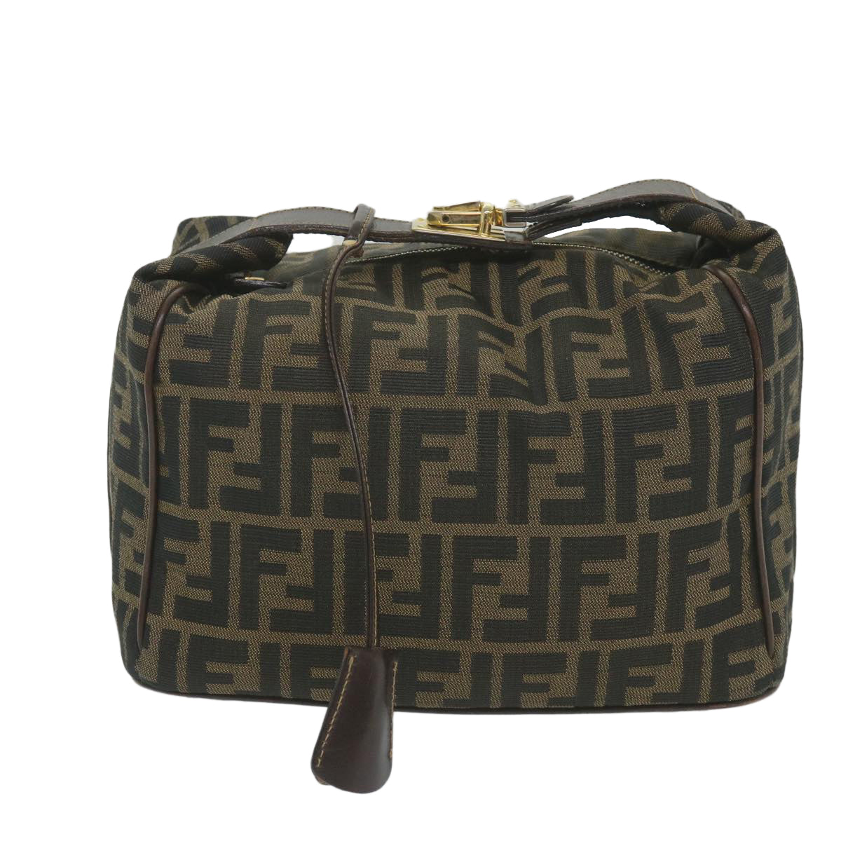 FENDI Zucca Canvas Vanity Cosmetic Pouch Black Brown 59689