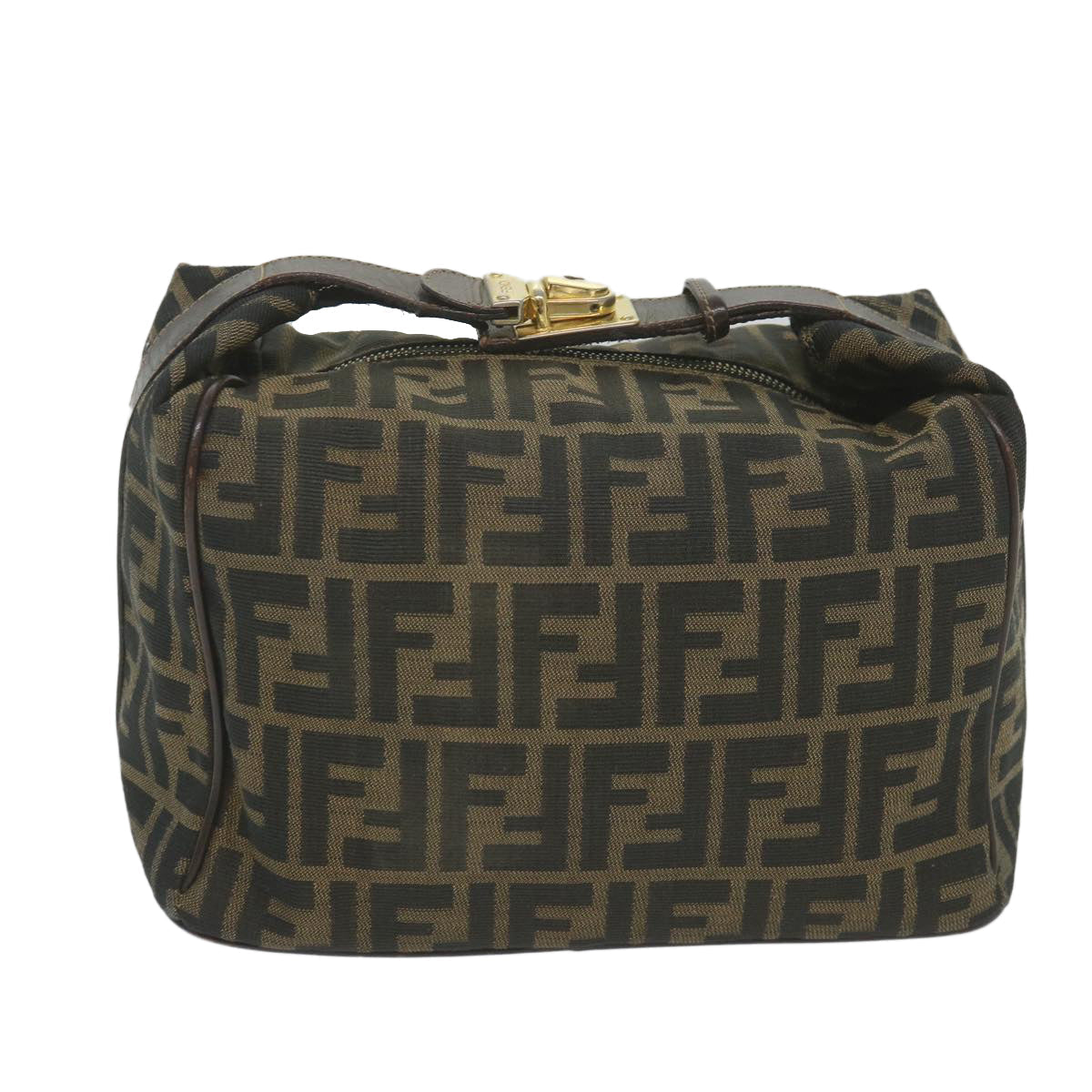 FENDI Zucca Canvas Vanity Cosmetic Pouch Black Brown 59689