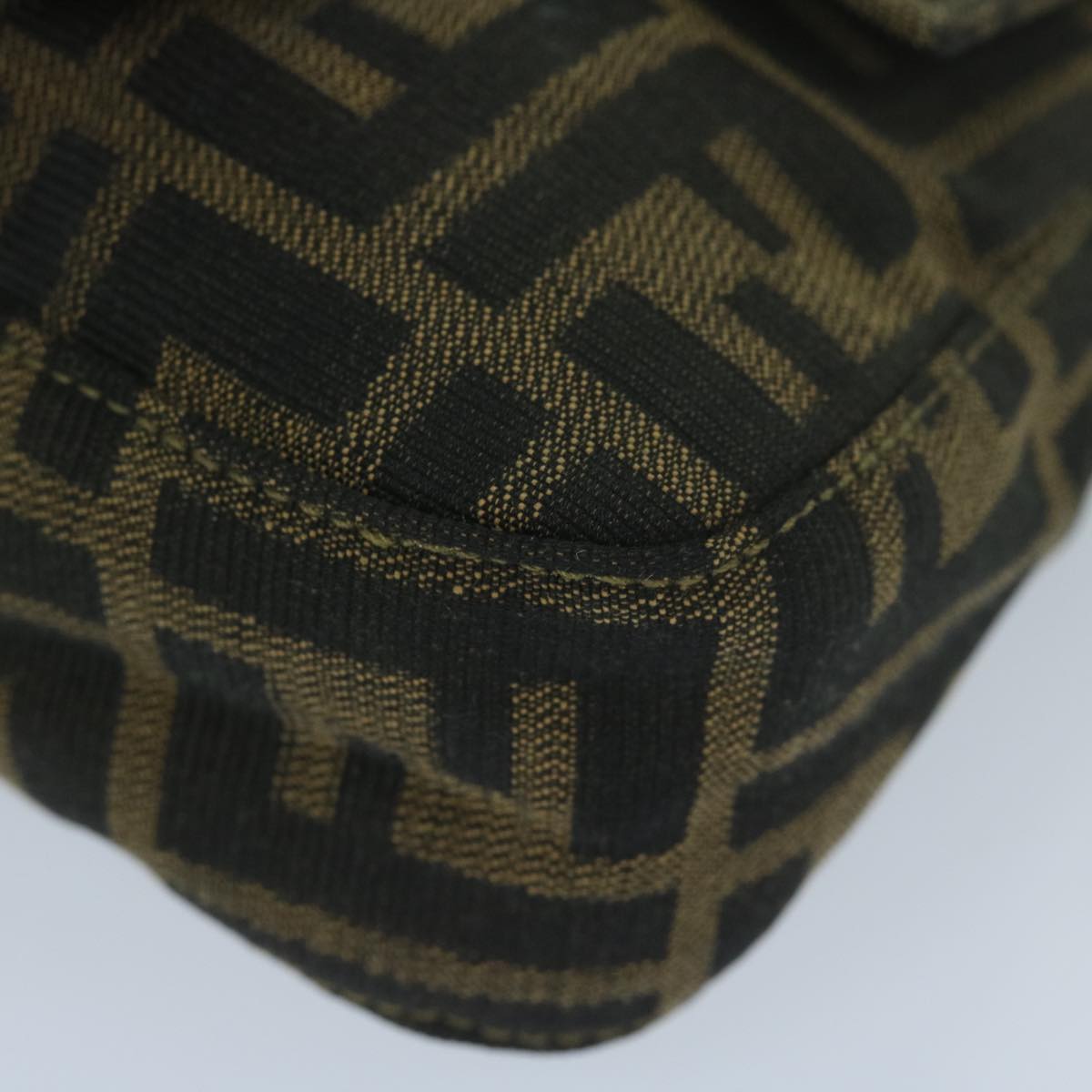 FENDI Zucca Canvas Mini Mamma Baguette Hand Bag Black Brown 59810A