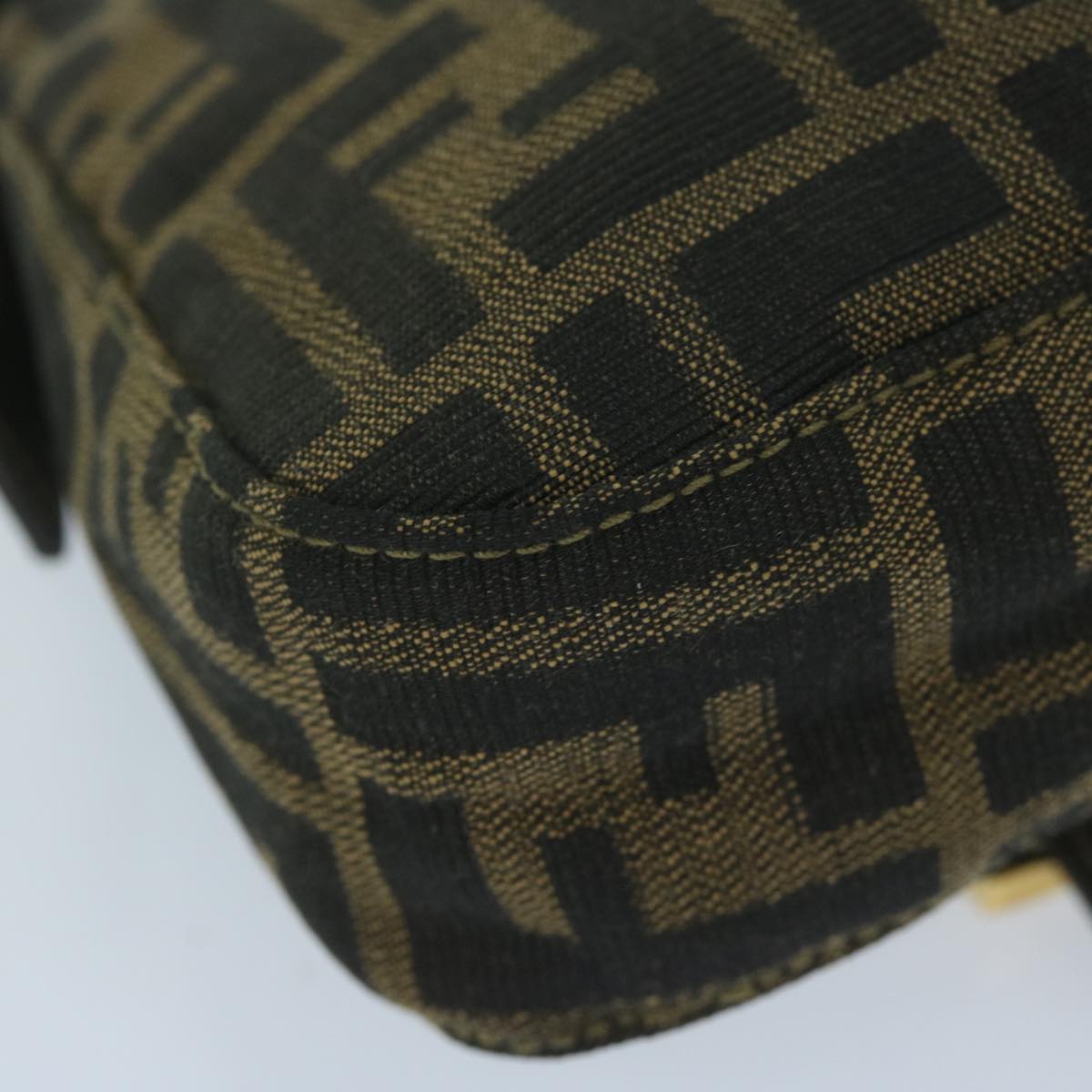 FENDI Zucca Canvas Mini Mamma Baguette Hand Bag Black Brown 59810A