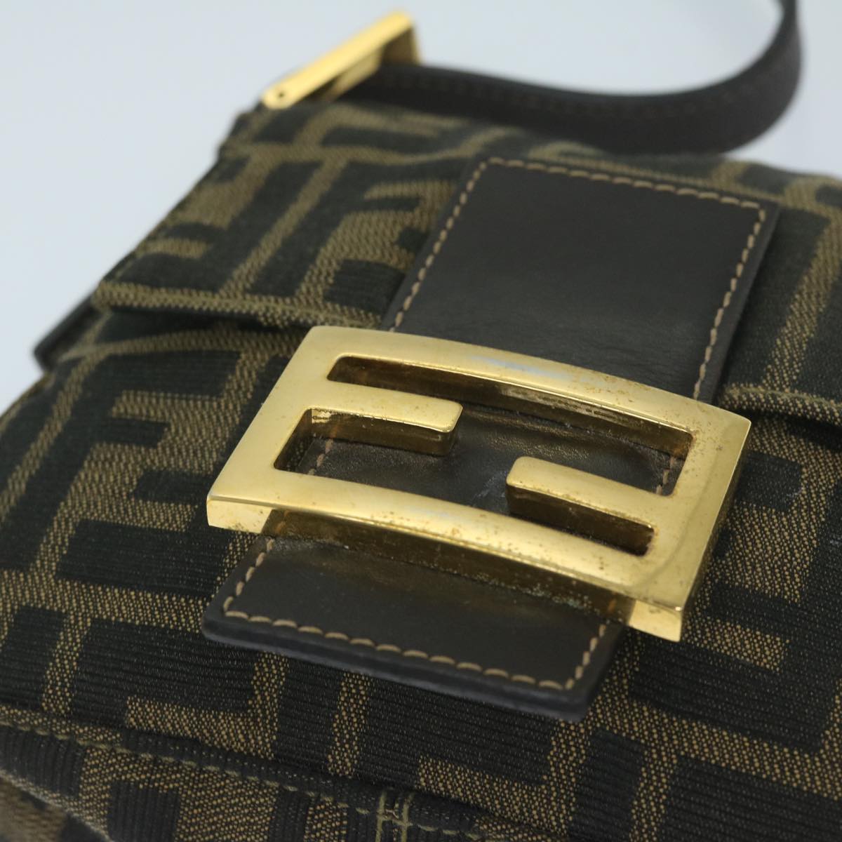 FENDI Zucca Canvas Mini Mamma Baguette Hand Bag Black Brown 59810A