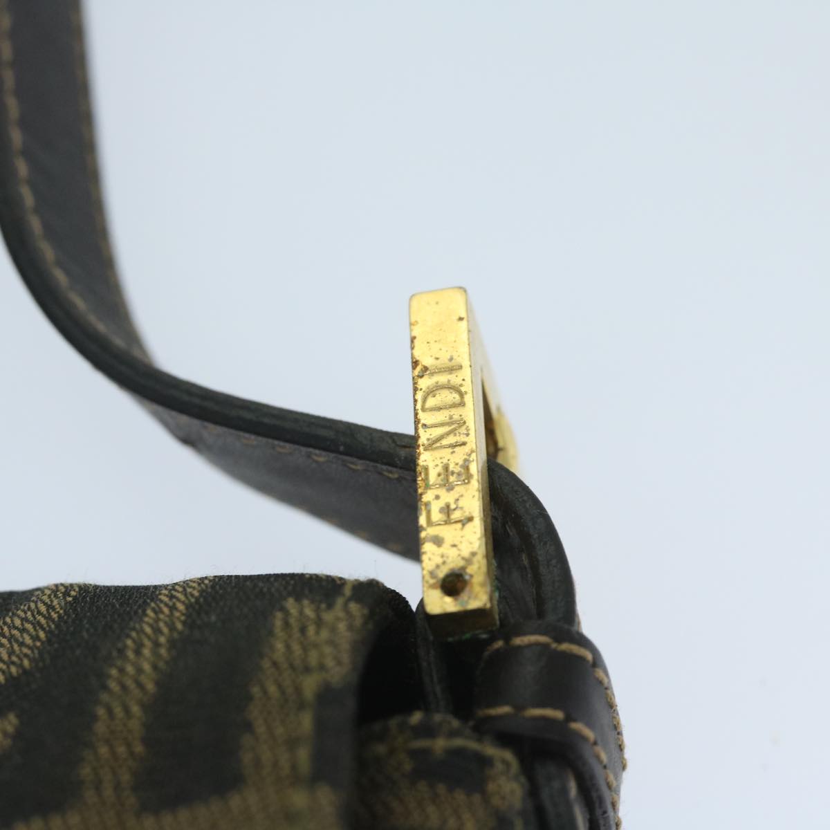 FENDI Zucca Canvas Mini Mamma Baguette Hand Bag Black Brown 59810A