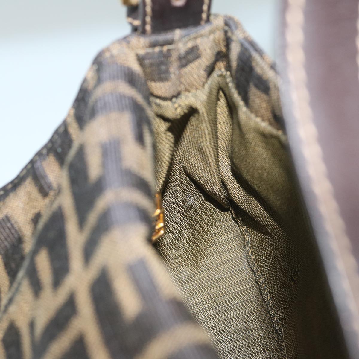 FENDI Zucca Canvas Mini Mamma Baguette Hand Bag Black Brown 59810A