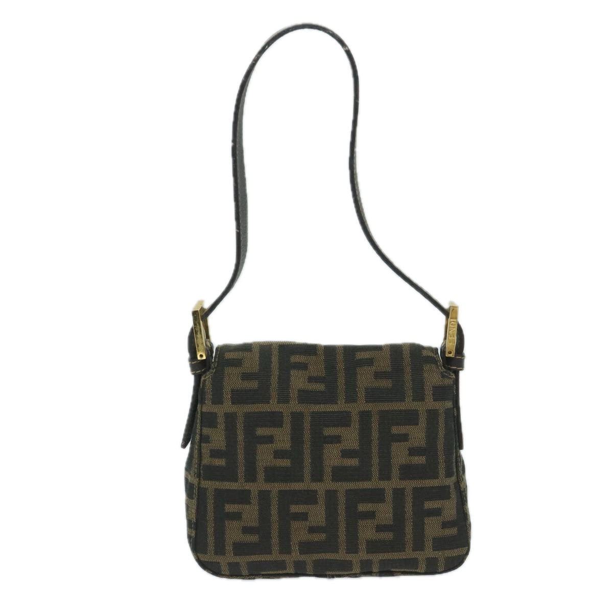 FENDI Zucca Canvas Mini Mamma Baguette Hand Bag Black Brown 59810A