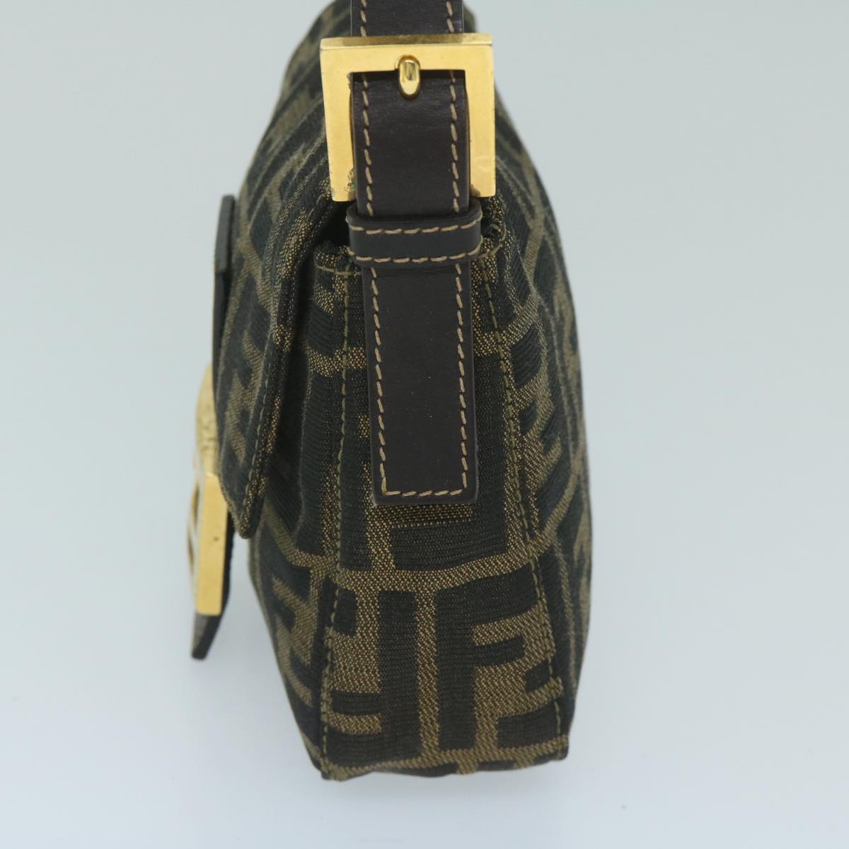 FENDI Zucca Canvas Mini Mamma Baguette Hand Bag Black Brown 59810A