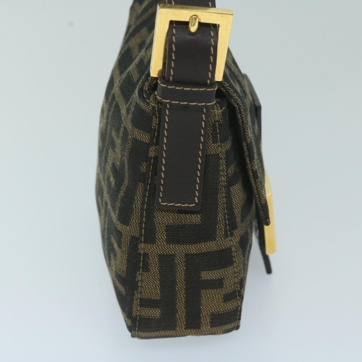 FENDI Zucca Canvas Mini Mamma Baguette Hand Bag Black Brown 59810A